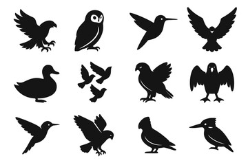 Falcon icons bird side icon duck feet silhouette up vector eagle forward