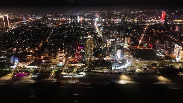 night view of the city. Danang. Vietnam
