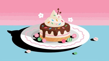 Ice cream desserts and delicacies, hand-drawn vector illustrations