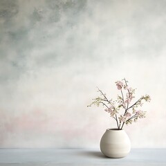 Minimal vase with cherry blossom decor high resolution picture