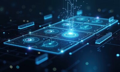 Futuristic Digital Interface with Textures and Connected Elements