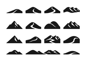 Obraz premium Desert dune narrow ridge outline curving layered angled profile icons icon vector