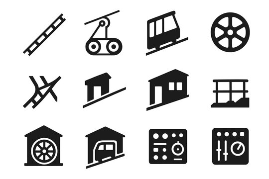 Switch pulley incline icon wheel rail station safety system track icons funicular