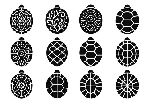 Shape vector curve turtle stylized decorative shell etched overlay engraving icon