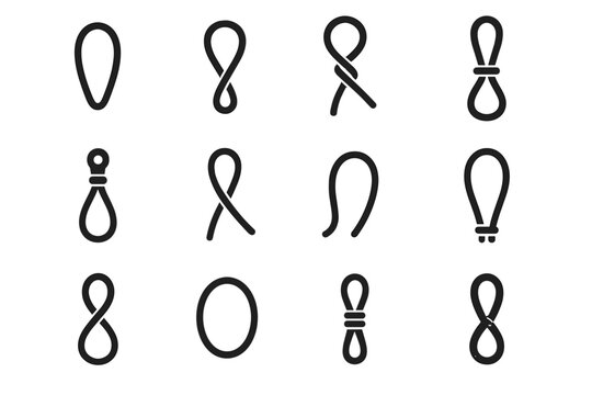 Tension icon fixed vector flat eyelet open collection stopper loop rope