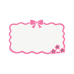 Cute Pink Wavy Frame with a Bow and Flowers for Sweet and Charming Content