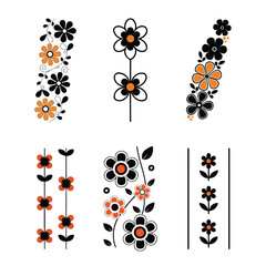 Elegant Orange and Black Floral Background Design