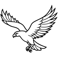 Flying Eagle Line Art Vector Minimalist Bird Illustration