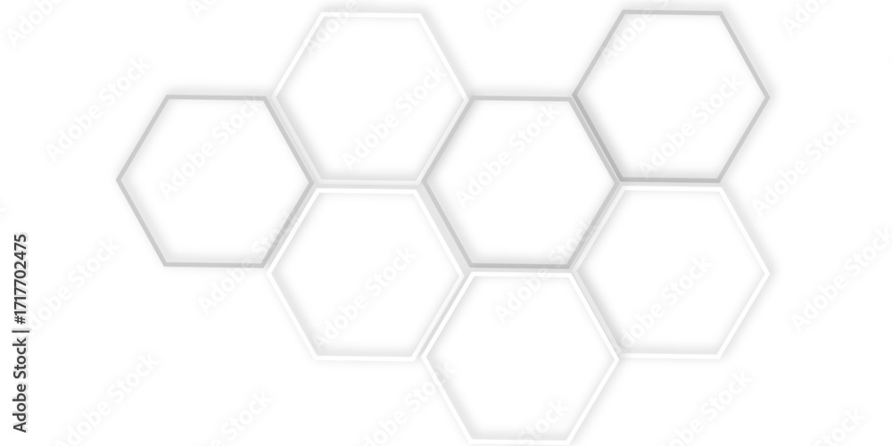 Poster creative honeycomb pattern with white and light gray hexagons and perfect for a modern, minimalist b