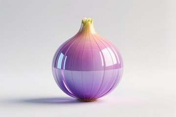 Fototapeta premium a Gradient Onion with 3D glass effect, modern digital art, white base