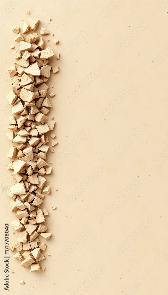 Aufkleber scattered beige stone shards create a textural border on a neutral background, ideal for subtle desi
