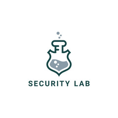 Security Lab logo featuring a shield-shaped flask with bubbles.