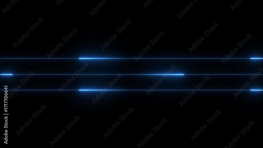 Poster technology video material animation and glowing laser lines on a black background. seamless loop ani