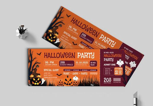 Halloween Event Ticket Design Template