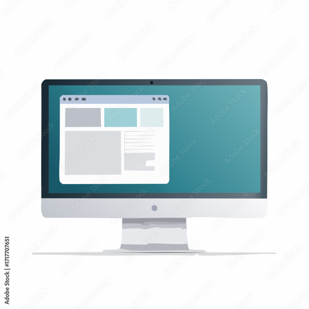 Poster digital computer monitor displaying a mock-up web page template interface.
