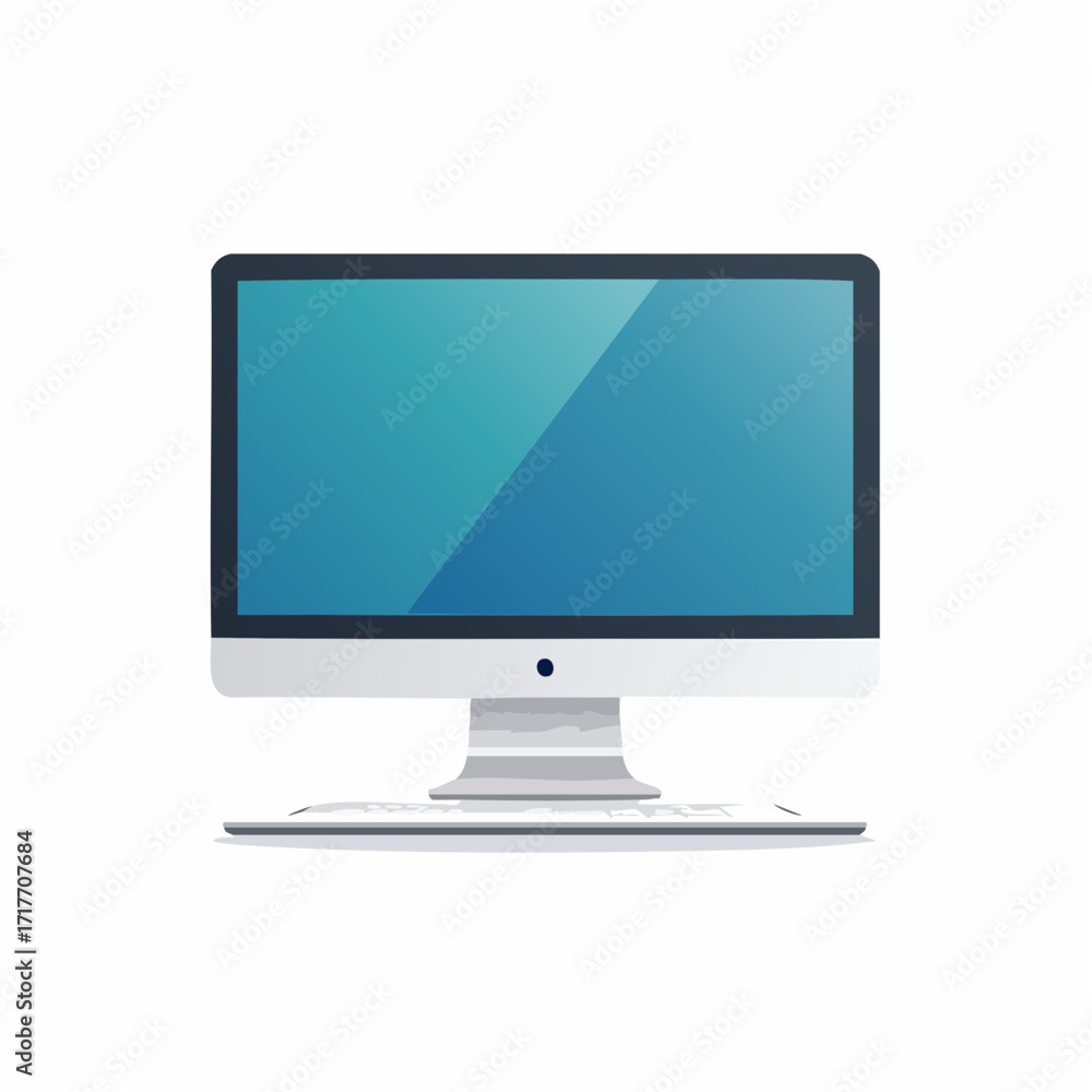 Poster modern all-in-one computer and keyboard desktop setup