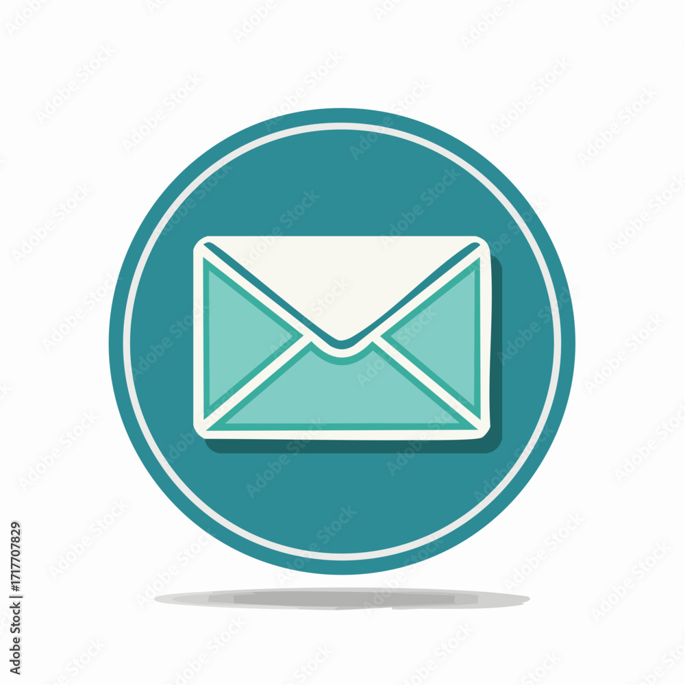 Poster email message envelope icon in a modern teal circular button representing digital communication and 