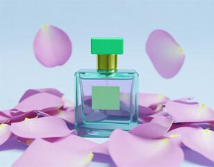 香水とピンクの花びら
