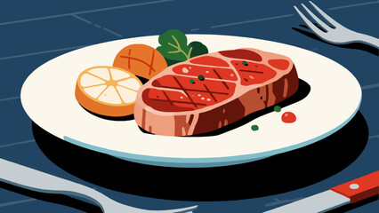 Grilled steak delicacies, hand-drawn vector illustrations