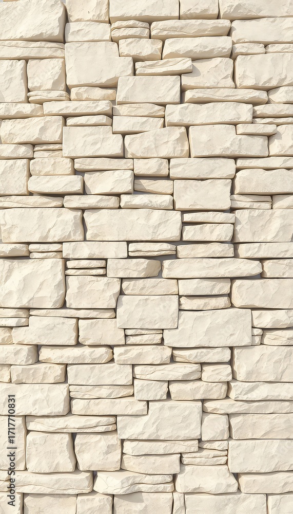Aufkleber cream colored block wall texture featuring irregular rectangular stones, ideal for backgrounds and m