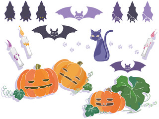 ハロウィンモチーフのいろいろなイラスト素材