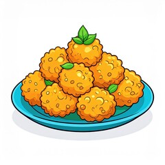 Crispy Fried Food on Teal Plate