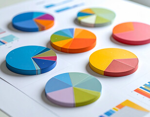 Fototapeta premium Data analysis charts colorful pie graphs