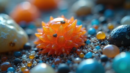 Vibrant Microscopic Sample of Environmental Microorganisms and Particles