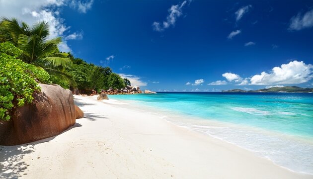 Perfect Untouched Tropical Beach Seychelles
