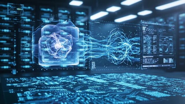 Data Stream Visualization Futuristic Technology and Artificial Intelligence