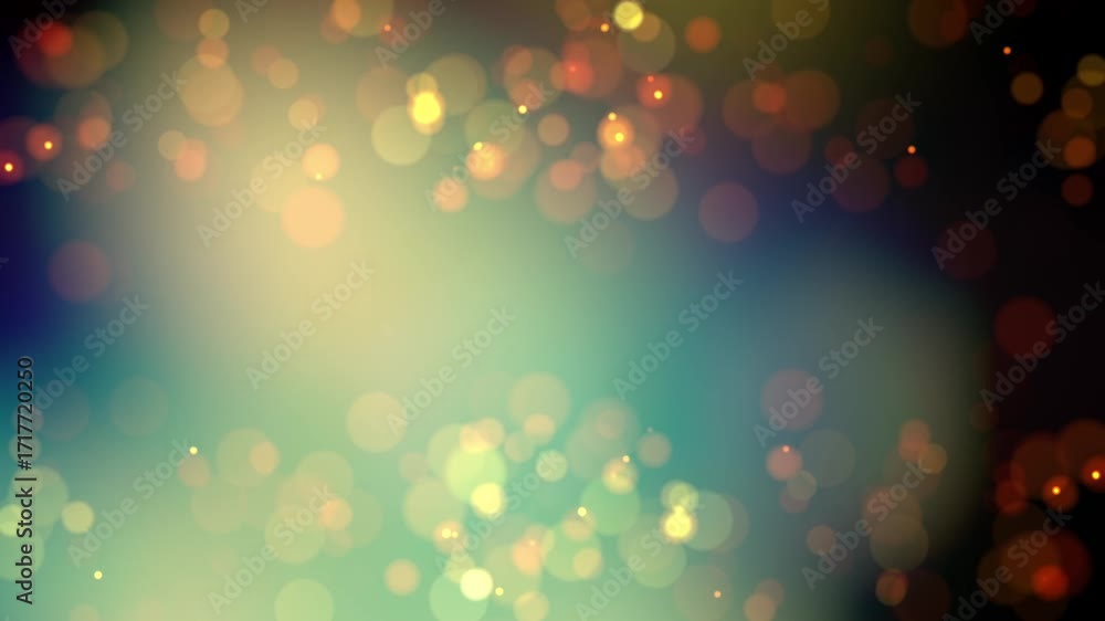 Wall mural loop abstract glow bokeh particles flickering motion flow on black background. 4k 3d animation of fi