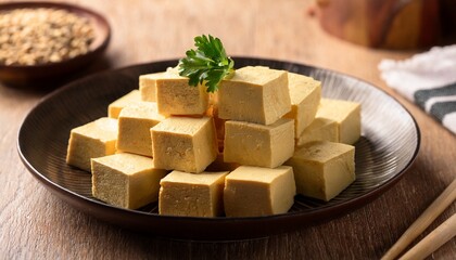 Freshly Made Bai Ye Tofu Presented On A Plate