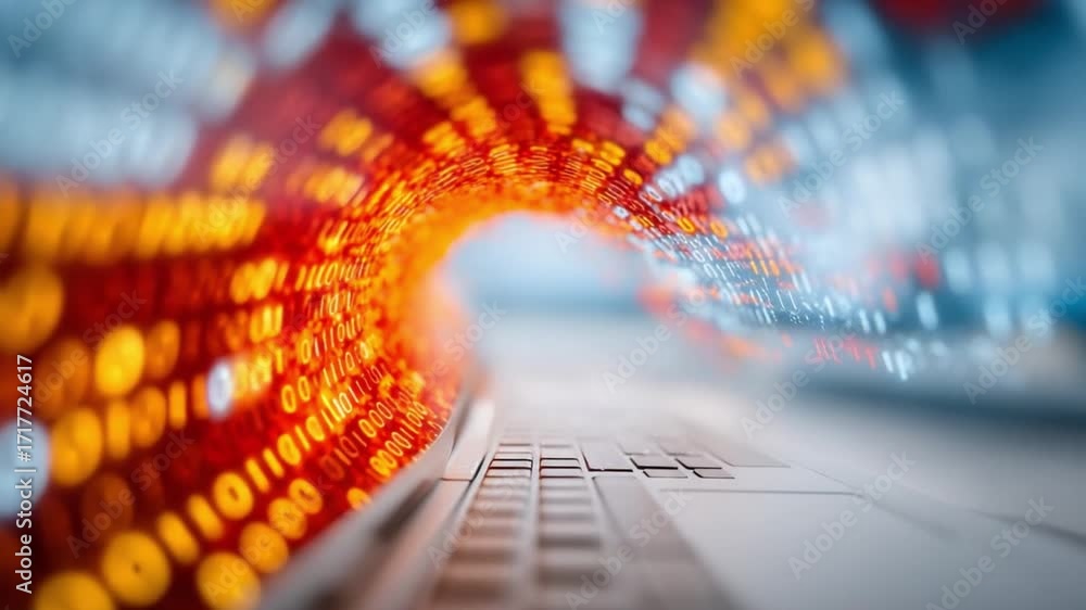 Aufkleber digital highway: a striking visualization of the digital world, featuring an artistic tunnel of bina