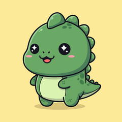 Сartoon dinosaur on a green background