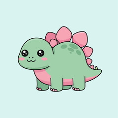 Сartoon dinosaur on a green background