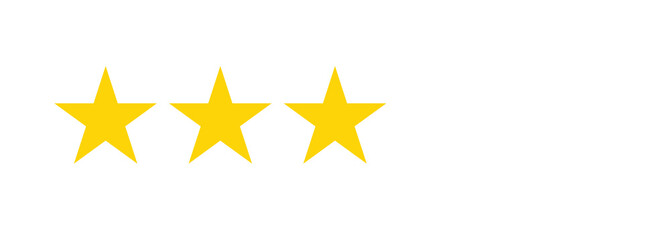 Fototapeta premium Yellow three star rating icon with transparent background