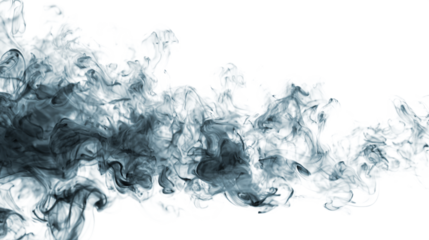 Thick foggy smoke overlay in ghostly swirls, spooky effect, isolated on transparent background 