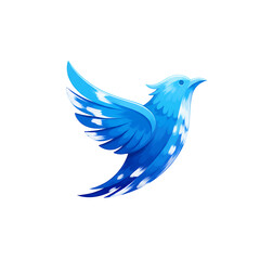 Stylized Blue Bird in Flight, Abstract Avian Design, Logo Element, Vector Illustration