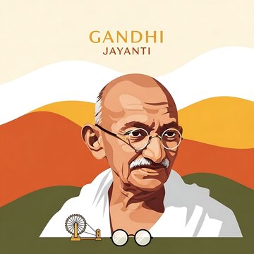 Portrait of mahatma gandhi celebrating gandhi jayanti with colorful background