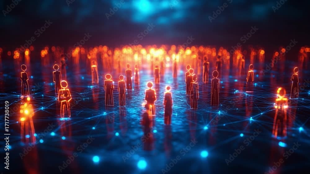 Aufkleber digital humanity: a futuristic view shows the interconnectedness of human figures in a digital lands