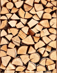 Stacked firewood, close-up view