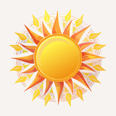 Bright Sun Icons & Sunrise Vectors- Summer, Spring, Sunshine Rays, Weather Labels on White
