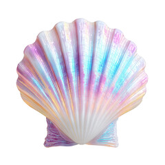 Fototapeta premium Iridescent shell pastel color scallop shiny decorative sea ocean marine smooth isolated elegant beautiful natural summer beach glossy gradient soft tranquil peaceful fantasy