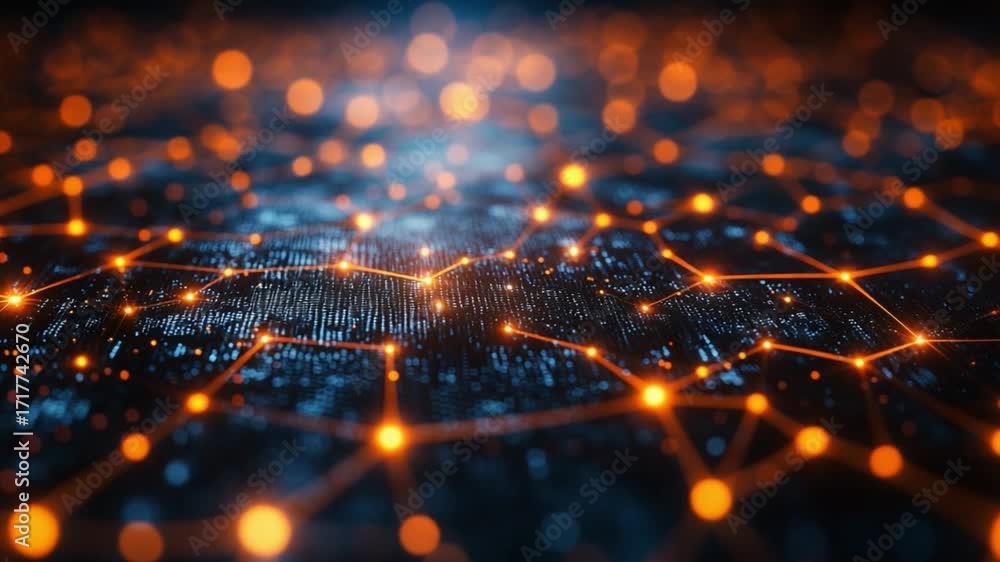 Aufkleber cybernetic web: a striking display of an abstract, glowing network of connections, sparking with dig