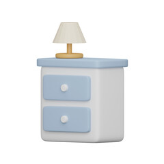 Cute Bedside Table with Lamp 3D Illustration