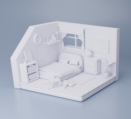 Minimal 3D Bedroom Interior Illustration