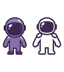 Set of two cartoon astronaut characters in full suits, space exploration and science vector illustration
