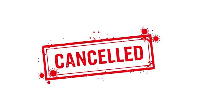 Urgent animation showing red cancelled stamp on vibrant green screen for dynamic overlay effects and impactful project visualizations