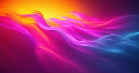 Obraz premium Vibrant abstract waves, flowing colors blend. Orange, pink, blue hues create dynamic energy, smooth gradients. Beautiful light effects present.