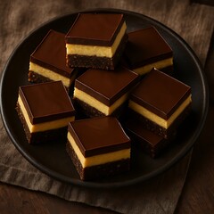nanaimo bar canadian traditional layered dessert stock photo